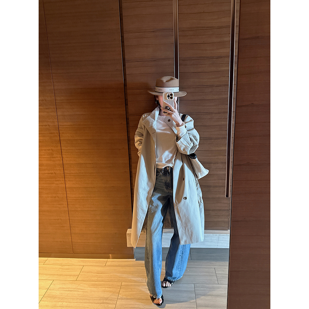 高冷感抬气质中长款宽松两色风衣