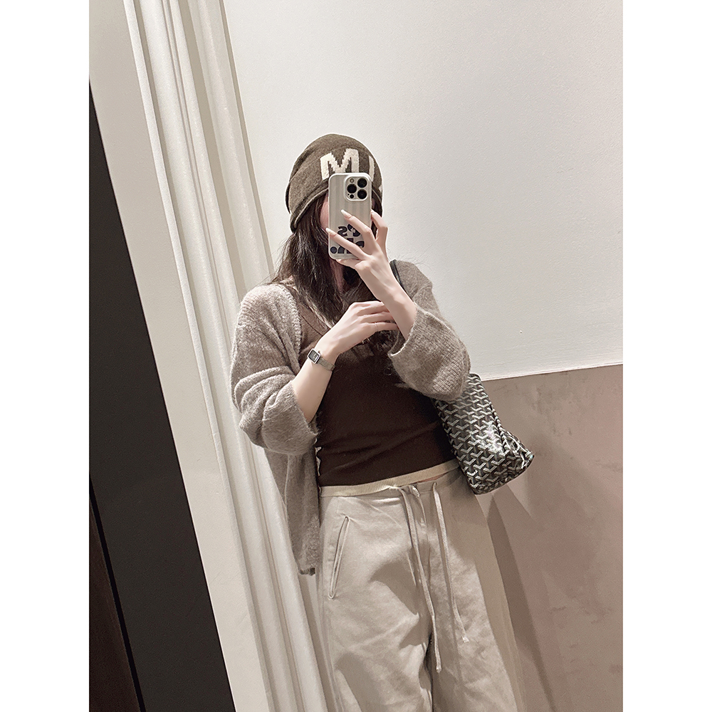 进口长毛马海毛无扣长袖针织开衫