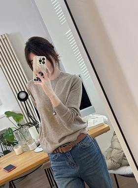 CHIA冬季内搭敲柔软亲肤的圆领基础款开司米羊绒细腻长袖针织衫
