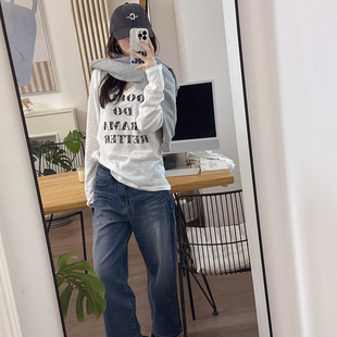 CHIA三季 可穿不变形不缩水定制面料v领拼接针织领欧美字母t