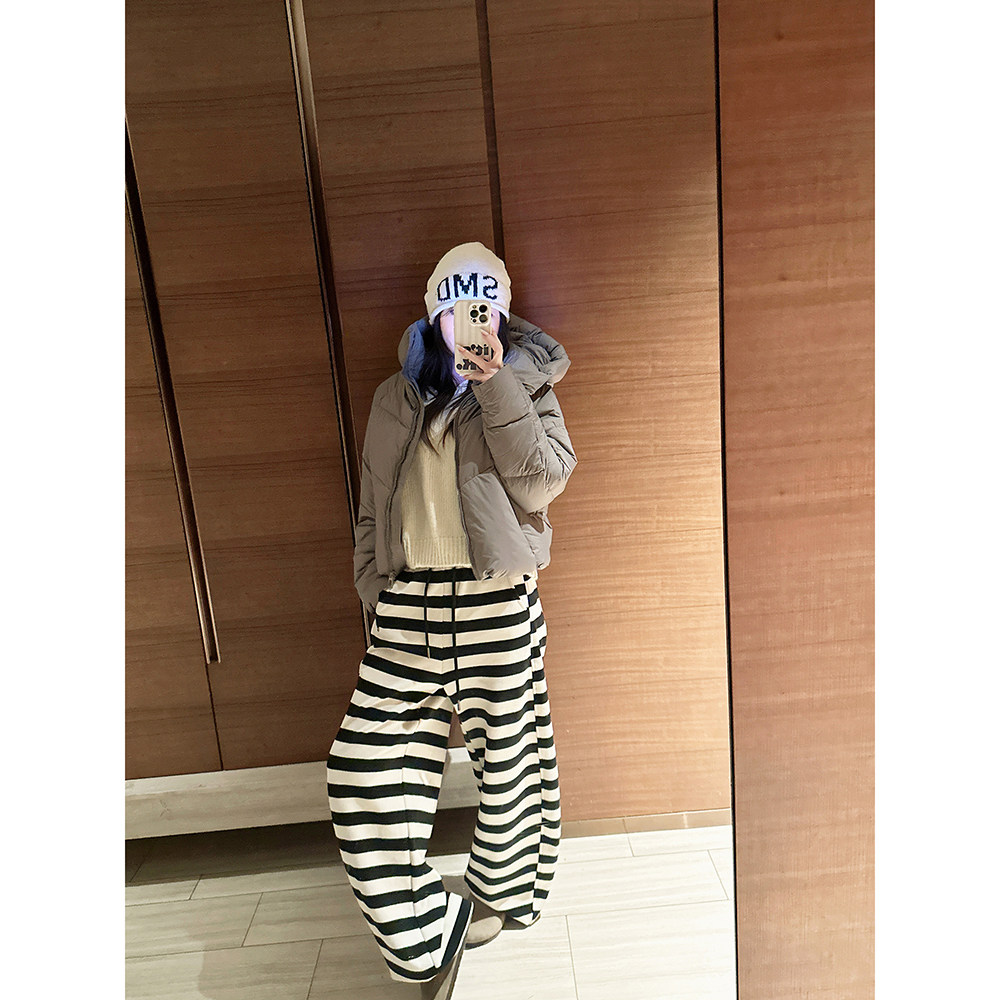 CHIA冬季复合绒保暖帅气的宽条纹显瘦抽绳弯刀裤裤脚可抽绳哈伦裤,女装/女士精品,休闲裤,淘宝优惠券,粉丝福利购,淘宝优惠卷