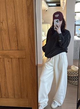 CHIA冬季保暖裤一条过冬的加厚复合绒设计款宽腰香蕉裤气质款