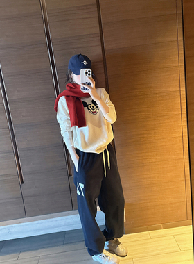 CHIA帅气感满分的抽绳数字哈伦卫裤街舞裤瑜伽裤冬季保暖复合绒