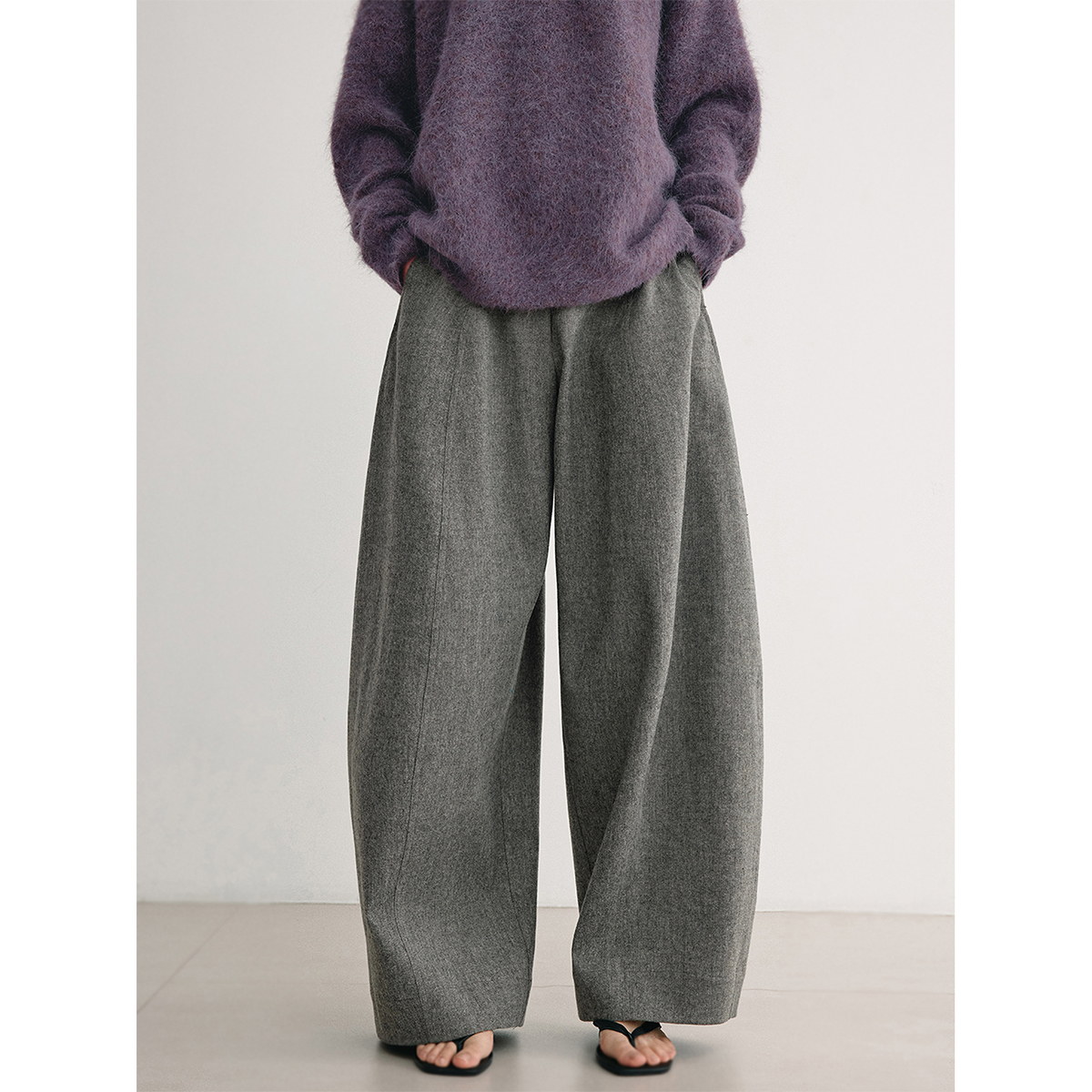 CHICDIRTY 毛呢杨桃裤 羊毛色纺针织底秋冬廓形量感休闲裤女