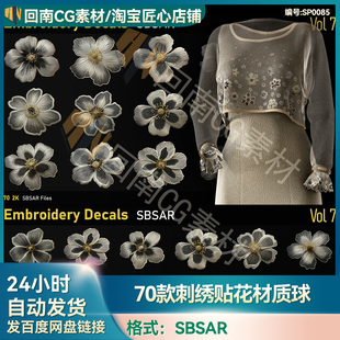 70款substance painter/SP/Pt服装衣服刺绣贴花sbsar材质球素材