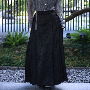 真大鱼大小码【栖吾】复古提花改良松紧拉链马面裙半身裙设计感