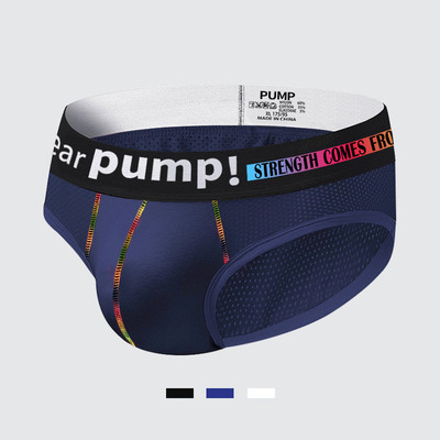 PUMP!青年男生三角内裤时尚拼色体育生透气网布运动底裤MP292