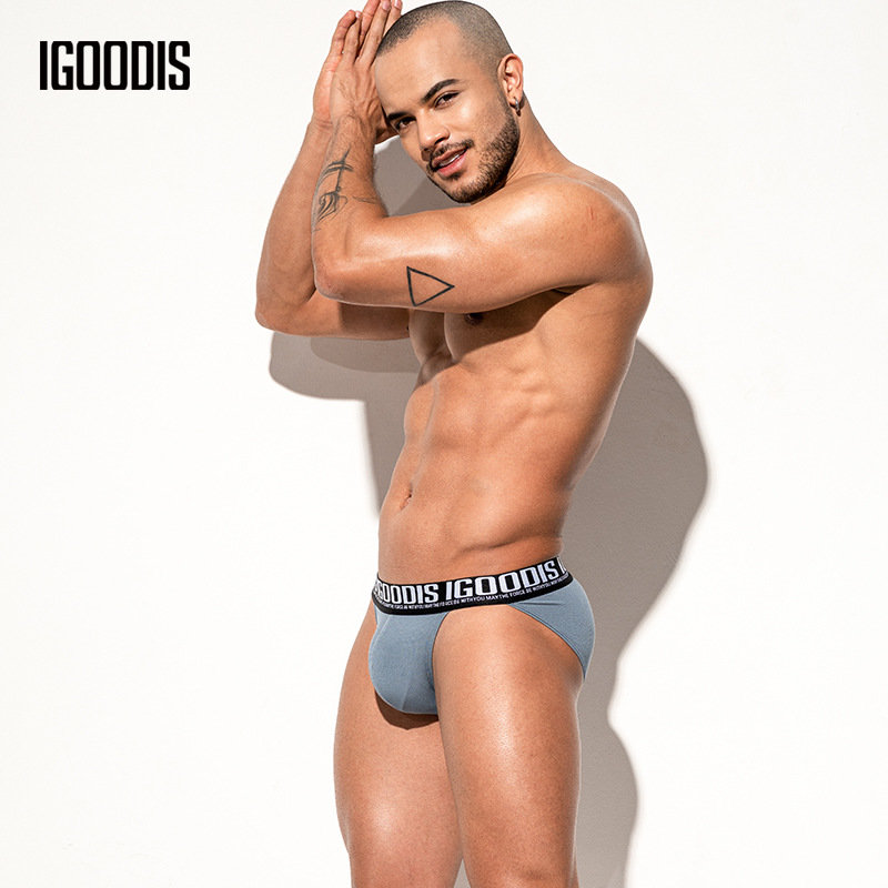 莫代尔高叉运动柔软黑色三角内裤