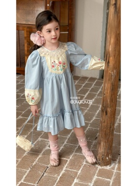 橘寄-春秋上新【莫奈花园】公主风长袖连衣裙法式纯棉绣花 A82007