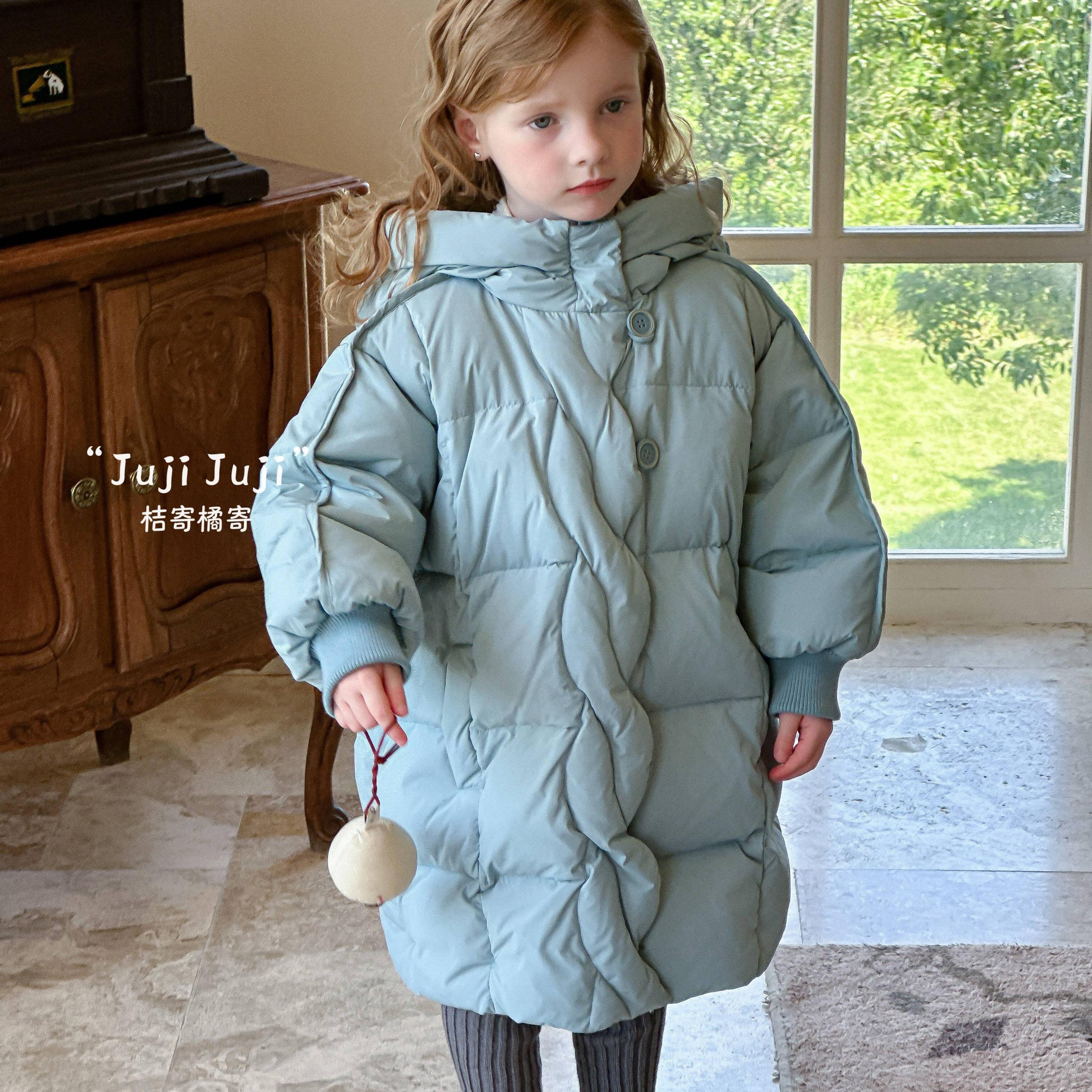 juji•橘寄行走的羽绒被女童杜邦三防白鹅绒服D8202冰蓝色