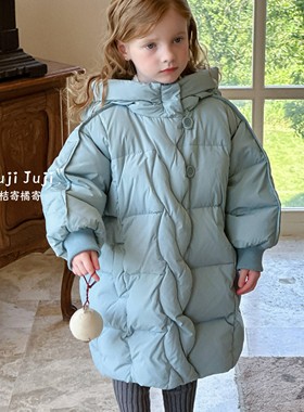 juji•橘寄行走的羽绒被女童杜邦三防白鹅绒服D8202冰蓝色