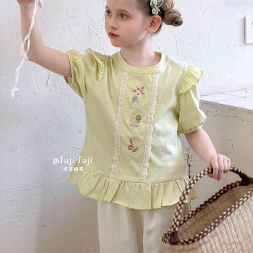 juji•橘寄  安于初见  夏季新款女童森系法式短衫X8825