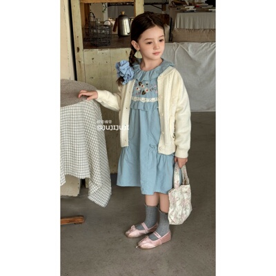 JUJI橘寄-春秋上新【廊前花开】长袖法式女童连衣裙A82022