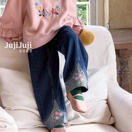 juji•橘寄 26秋款上新 潮落兰亭女童牛仔裤A8811