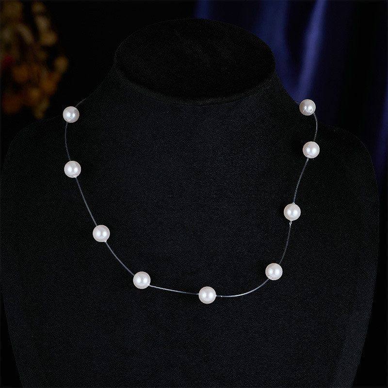 轻奢小众施家珍珠隐形鱼线锁骨链