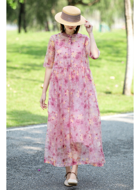 2026新款高端大气场强大上档次名牌夏真丝桑蚕丝国际大牌女连衣裙