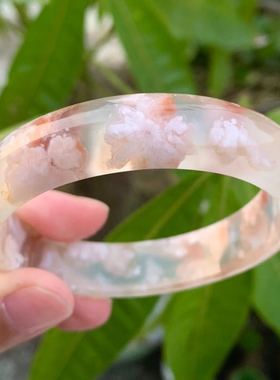 高冰种粉红色海洋玉髓玛瑙手镯