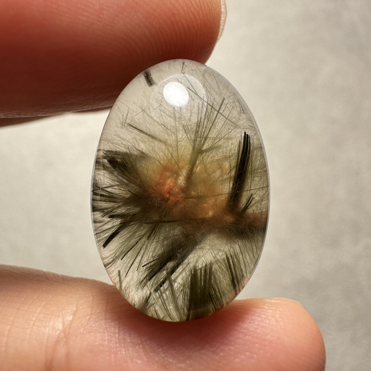 天然绿兔毛水晶蛋面戒面吊坠一图一物小众不撞款孤品立体花形