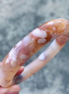 天然橘红色樱花玛瑙百搭胖圆条