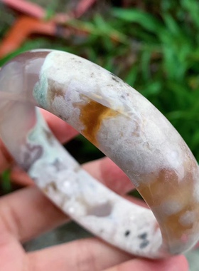 60圈马达加斯加天然樱花玛瑙手镯网红女款百搭飘花转好运手环礼物