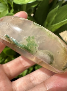 天然奶油体樱花玛瑙百搭圆条手镯