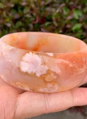 玛瑙手镯橘红彩色轮胎油画飘花