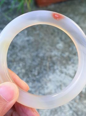 冰透红色樱花玛瑙百搭圆条手镯