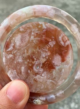 冰透红色樱花套装复古风玛瑙手镯