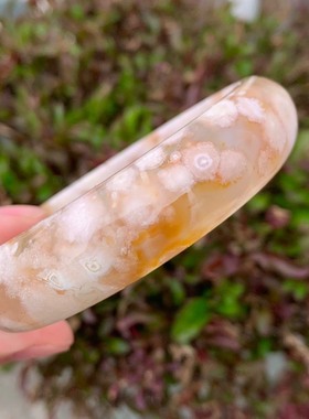 少女风黄色生日礼物飘花玉髓手镯