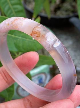 天然冰透紫色玛瑙手镯