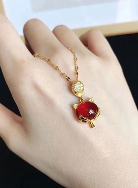 钛钢项链女轻奢小众新款高档小狐狸吊坠坠链时尚女士