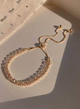 锆石手链韩版ins商务风手串链气质时尚百搭百搭小众简约