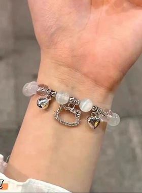 hellokitty爱心kt猫铃铛猫猫学生diy手链女手工串珠闺蜜手环饰品