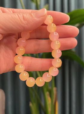 合金仿水晶手链 冰透琉璃水晶绕指柔渐变色粉色珠珠少女手链手串