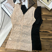 2025春夏新款 束腰托胸背心内衣 塑身衣防走光前后V领蕾丝美体薄款