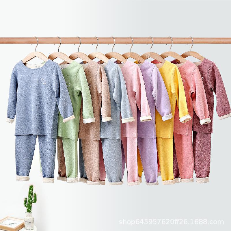 羊毛桑蚕丝儿童保暖内衣套装秋冬款男女童秋衣秋裤加绒棉毛衫背心