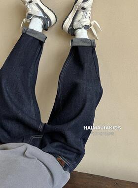 海妈家男童牛仔裤秋装儿童裤子大童2025新款男孩秋季长裤加绒童装