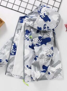 男童春装帅气字母外套春秋冲锋衣2025春季新款洋气中大童夹克风衣