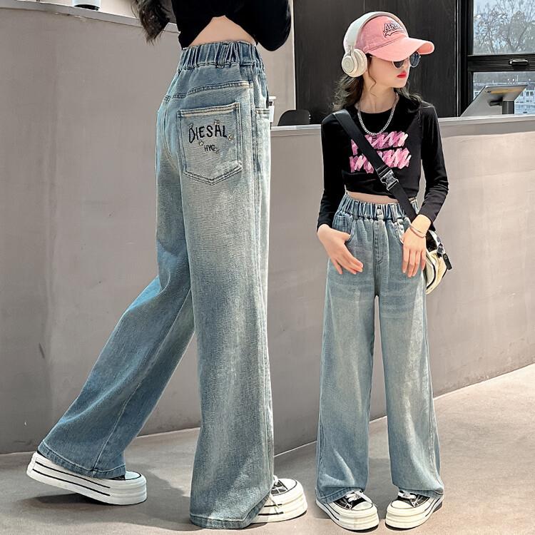 女童牛仔裤春秋2024新款