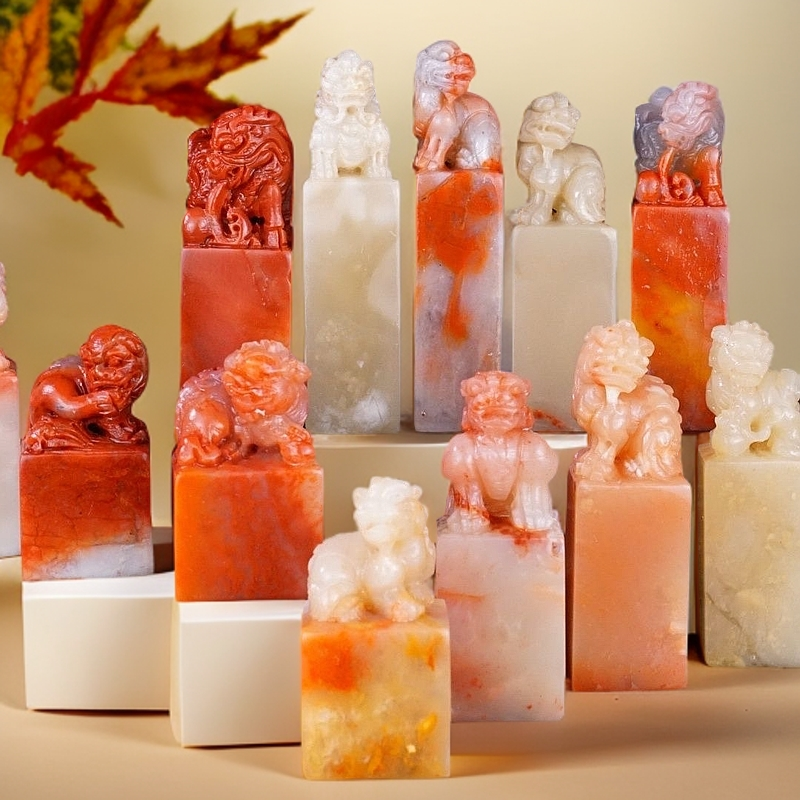 天然老挝石印章石料篆刻寿山石头古兽钮章印章料貔貅书画闲章石头