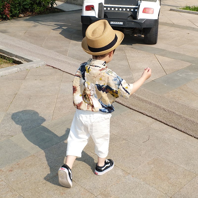 2019夏新款儿童衬衫男夏季3短袖4男宝宝5衬衣6薄7男童洋气印花衬|ruв категории Детская одежда, рубашка - от Buy2taobao.com для оказания профессиональной услуги покупки агента Taobao