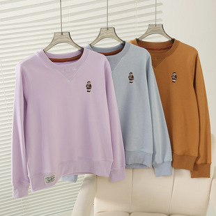 2025秋季新款女装学院风简约休闲正肩款圆领长袖卫衣TTMA254903E