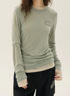 2024春夏新款女装学院风薄款套头长袖叠穿T恤打底衫TTLA246415H