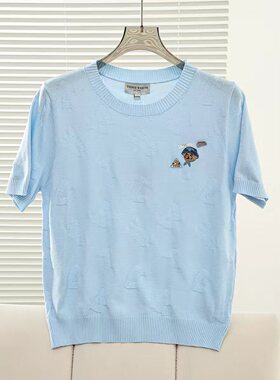 2026春季新款学院风优雅大方针织圆领毛衣短袖T恤女TTKW2623C1A