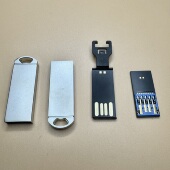 电脑U盘外壳顶部挂绳金属壳用于长款 黑胶体2.03.0