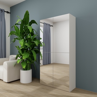 门厅穿衣镜鞋柜衣柜书柜储物柜玄关白色镜面特价