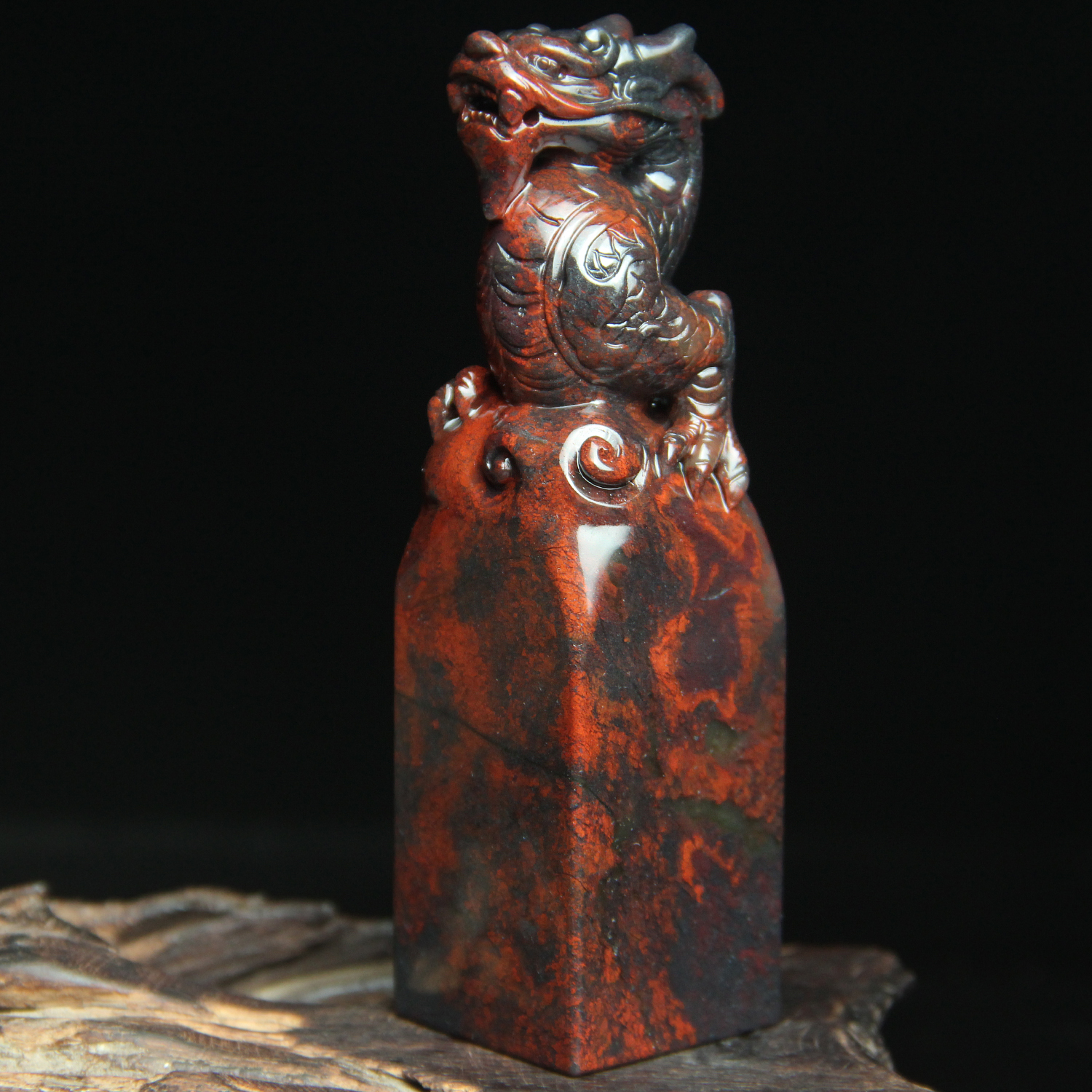 玉枢坊精品天然桂林鸡血玉龙头印章鸡血石龙玺玉石印石姓名章收藏