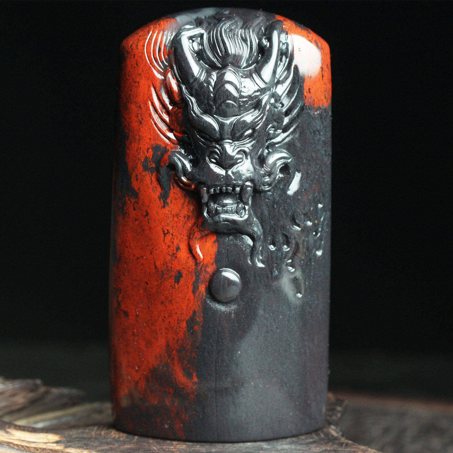 孤品收藏天然桂林鸡血玉龙把件鸡血石手玩件玉石把件玉器送礼正品