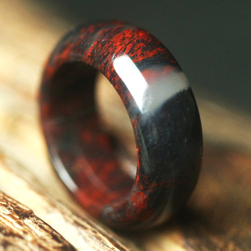 玉枢坊天然桂林鸡血玉戒指男女