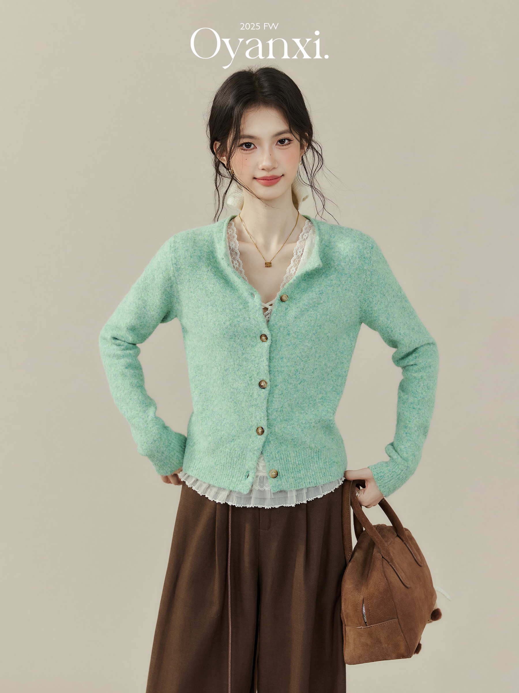 the Wizard of oz Mint Green Knitted Cardigan Sweater Jacket for Women, New Autumn Soft and Cozy Top